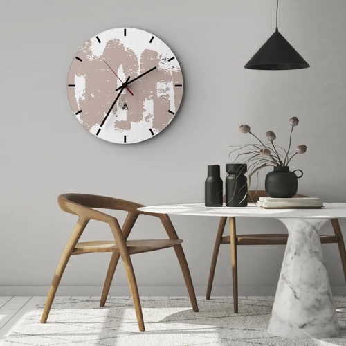Nástěnné hodiny - Abstrakce v jemné růžové - 30x30 cm