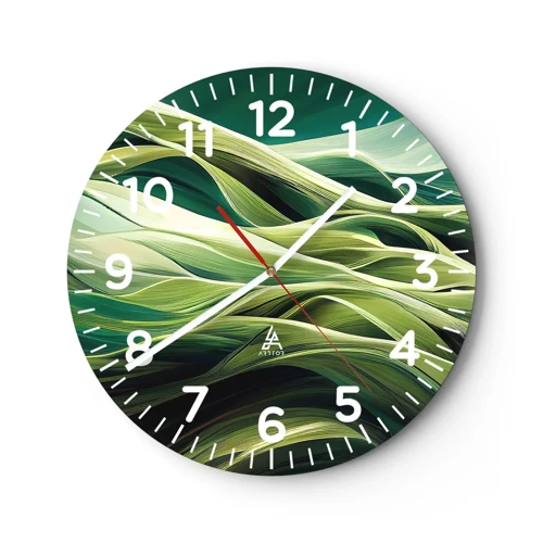 Nástěnné hodiny - Abstraktní hra na zelenou - 40x40 cm