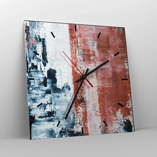 Nástěnné hodiny - Abstraktní půl na půl - 40x40 cm