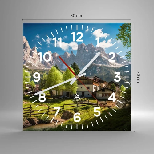 Nástěnné hodiny - Alpská idyla - 30x30 cm