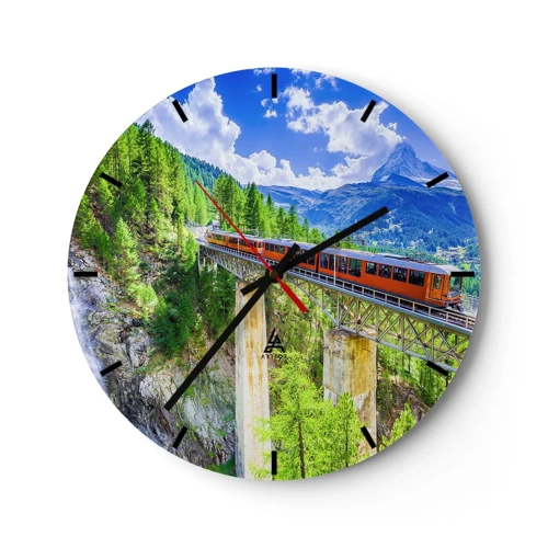 Nástěnné hodiny - Alpská železnice - 30x30 cm
