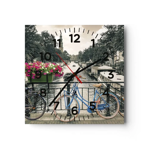 Nástěnné hodiny - Barvy  amsterdamské ulice - 30x30 cm