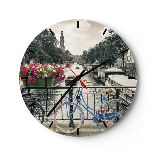 Nástěnné hodiny - Barvy  amsterdamské ulice - 30x30 cm