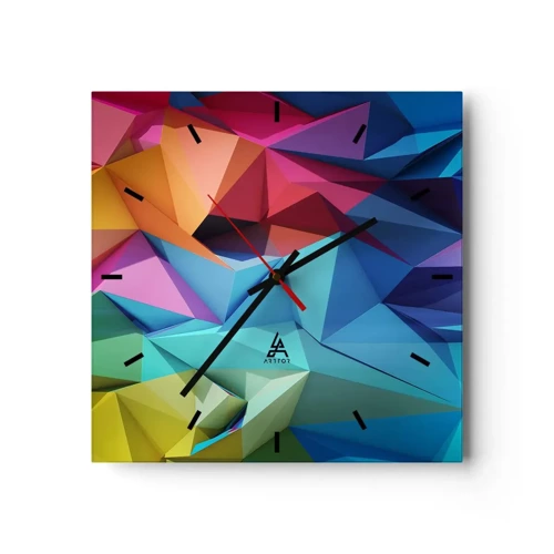 Nástěnné hodiny - Duhové origami - 40x40 cm