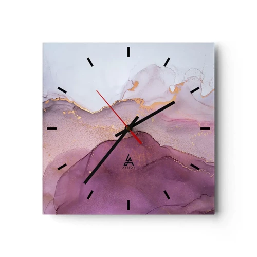 Nástěnné hodiny - Fialové a lilové vlny - 30x30 cm