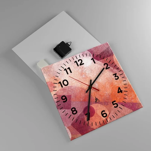 Nástěnné hodiny - Geometrické proměny v růžové - 30x30 cm
