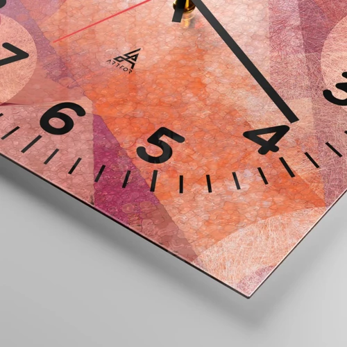 Nástěnné hodiny - Geometrické proměny v růžové - 30x30 cm