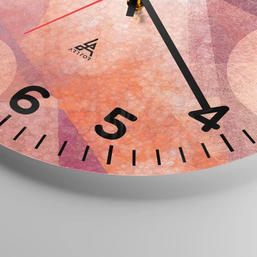 Nástěnné hodiny - Geometrické proměny v růžové - 40x40 cm
