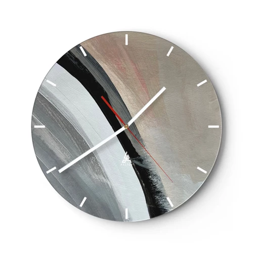 Nástěnné hodiny - Kompozice: černý a šedý oblouk - 30x30 cm