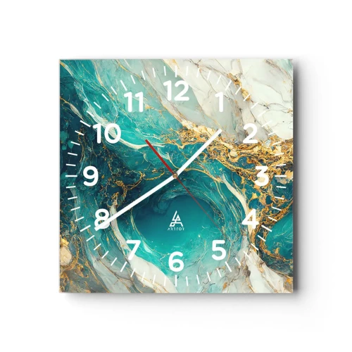 Nástěnné hodiny - Kompozice se zlatými žilami - 30x30 cm