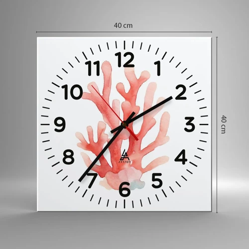 Nástěnné hodiny - Korálový korál - 40x40 cm