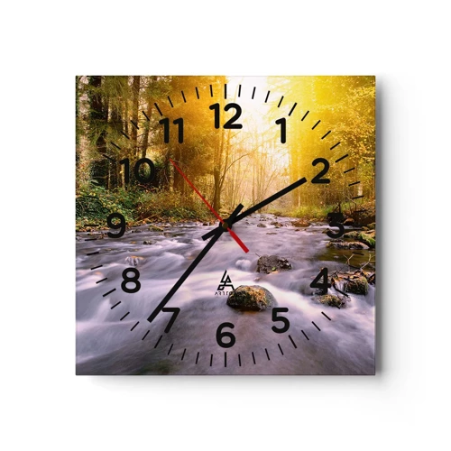 Nástěnné hodiny - Malachit ve stříbrně-zlaté podobě - 30x30 cm
