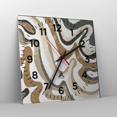 Nástěnné hodiny - Meandry zemitých barev - 30x30 cm