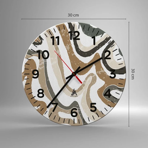 Nástěnné hodiny - Meandry zemitých barev - 30x30 cm