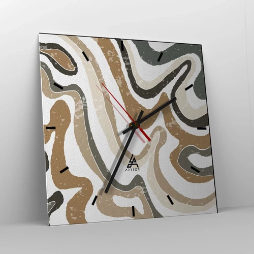 Nástěnné hodiny - Meandry zemitých barev - 40x40 cm