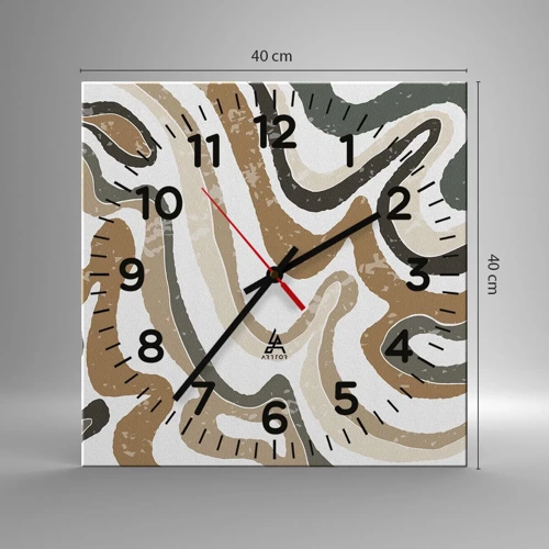 Nástěnné hodiny - Meandry zemitých barev - 40x40 cm