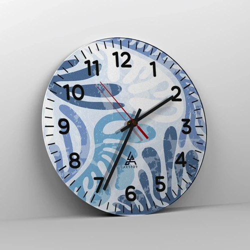 Nástěnné hodiny - Modré kapradí - 30x30 cm