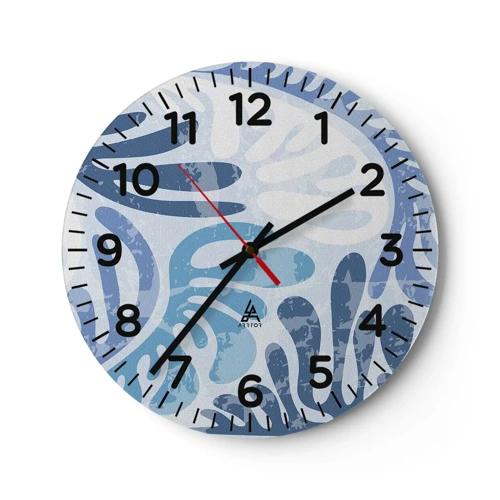 Nástěnné hodiny - Modré kapradí - 40x40 cm