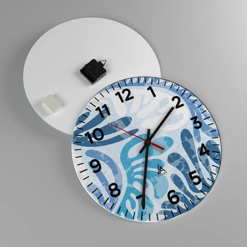 Nástěnné hodiny - Modré kapradí - 40x40 cm
