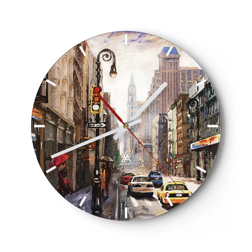 Nástěnné hodiny - New York – barevný i v dešti - 30x30 cm