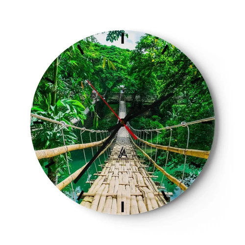 Nástěnné hodiny - Opičí most nad zelení - 30x30 cm