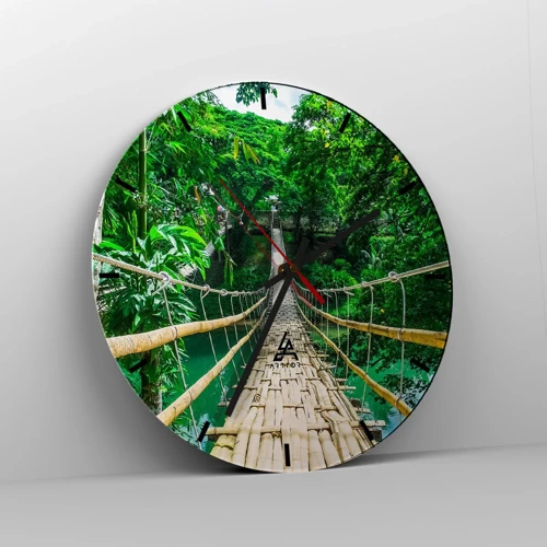 Nástěnné hodiny - Opičí most nad zelení - 30x30 cm