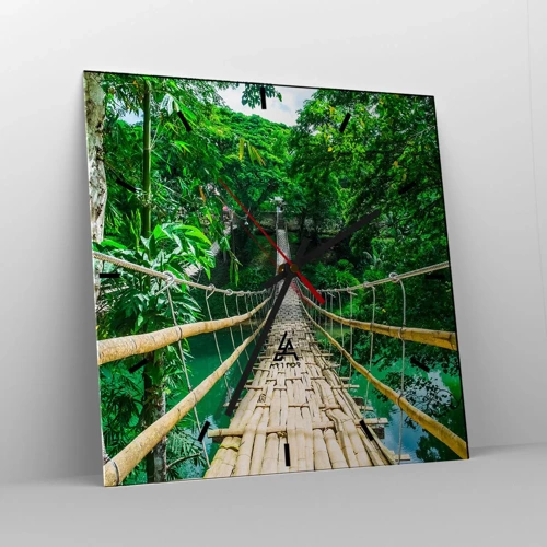 Nástěnné hodiny - Opičí most nad zelení - 40x40 cm