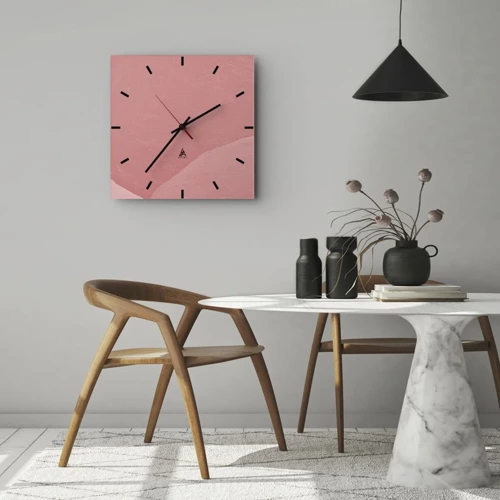 Nástěnné hodiny - Organická kompozice v růžové - 40x40 cm