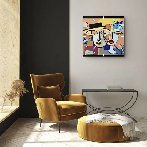 Nástěnné hodiny - Picassovo randez vous - 40x40 cm