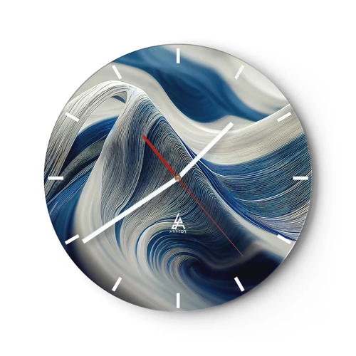 Nástěnné hodiny - Plynulost modré a bílé - 30x30 cm