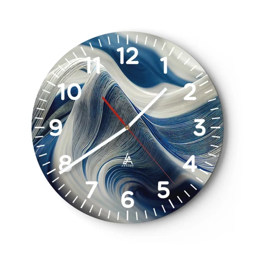 Nástěnné hodiny - Plynulost modré a bílé - 40x40 cm