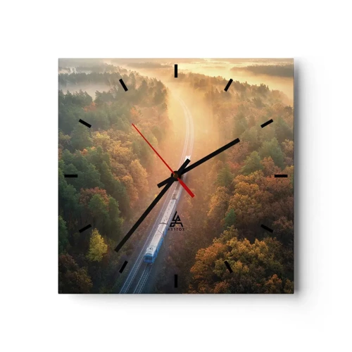 Nástěnné hodiny - Podzimní cesta - 40x40 cm
