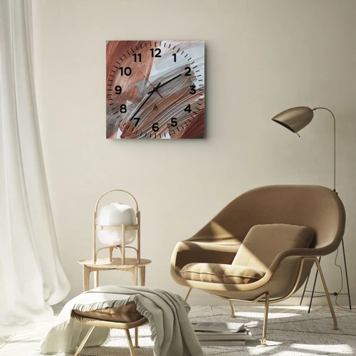 Nástěnné hodiny - Podzimní větrná abstrakce - 40x40 cm