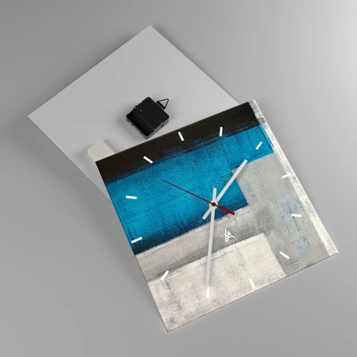 Nástěnné hodiny - Poetická kompozice šedé a modré - 30x30 cm
