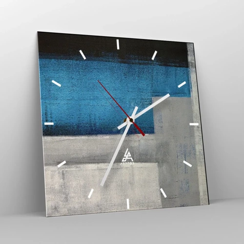 Nástěnné hodiny - Poetická kompozice šedé a modré - 40x40 cm
