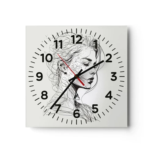 Nástěnné hodiny - Portrét v zamyšlení - 40x40 cm