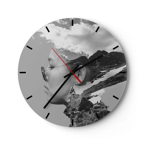 Nástěnné hodiny - Povznešen portrét v oblacích - 30x30 cm