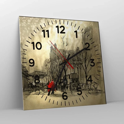 Nástěnné hodiny - Rande v londýnské mlze  - 30x30 cm
