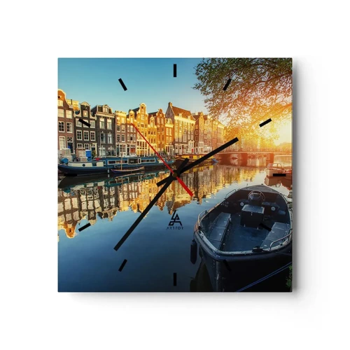 Nástěnné hodiny - Ráno v Amsterdamu - 40x40 cm