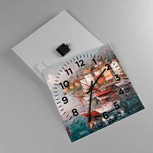 Nástěnné hodiny - Romantický přístav - 40x40 cm