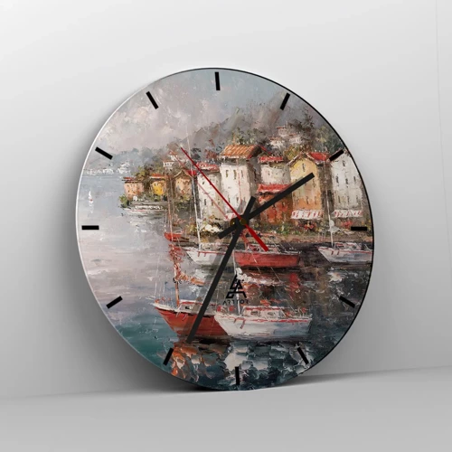 Nástěnné hodiny - Romantický přístav - 40x40 cm