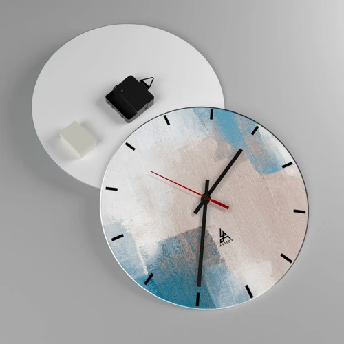 Nástěnné hodiny - Růžová abstrakce za modrým závojem - 30x30 cm