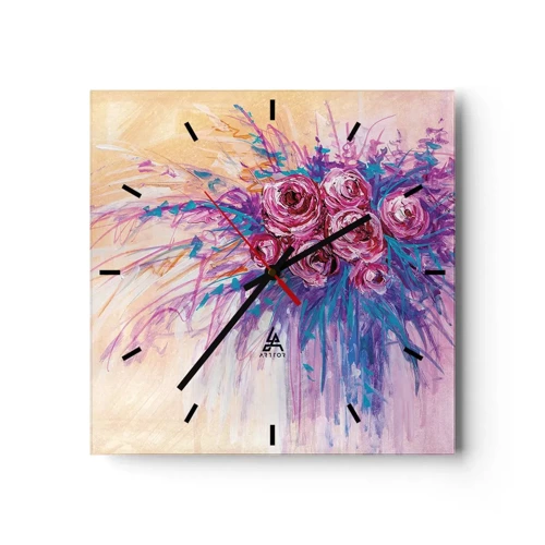 Nástěnné hodiny - Růžová fontána - 30x30 cm