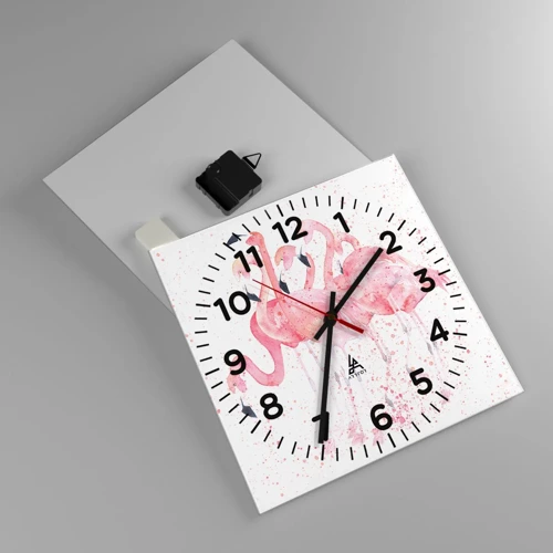 Nástěnné hodiny - Růžový ansámbl - 30x30 cm