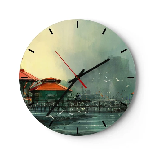 Nástěnné hodiny - Slunečný den v přístavu - 30x30 cm