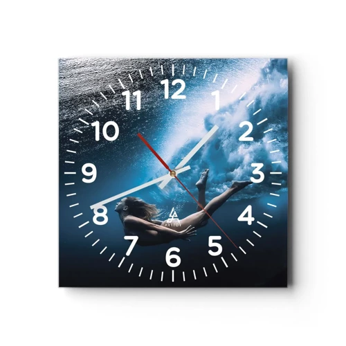 Nástěnné hodiny - Současná mořská panna - 40x40 cm