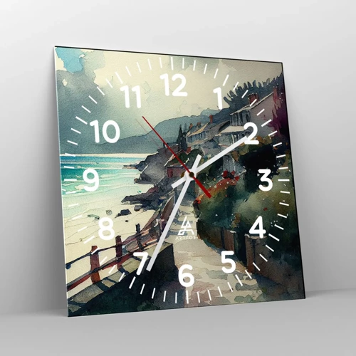 Nástěnné hodiny - Středomořské městečko - 30x30 cm
