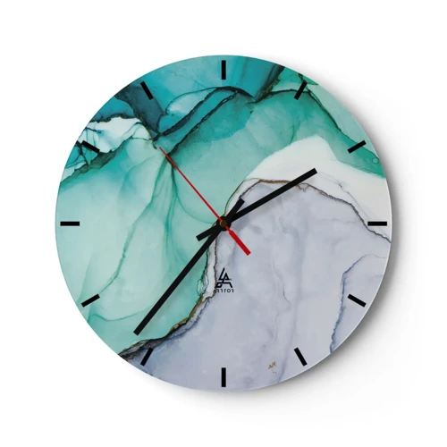 Nástěnné hodiny - Studie v tyrkysové - 30x30 cm