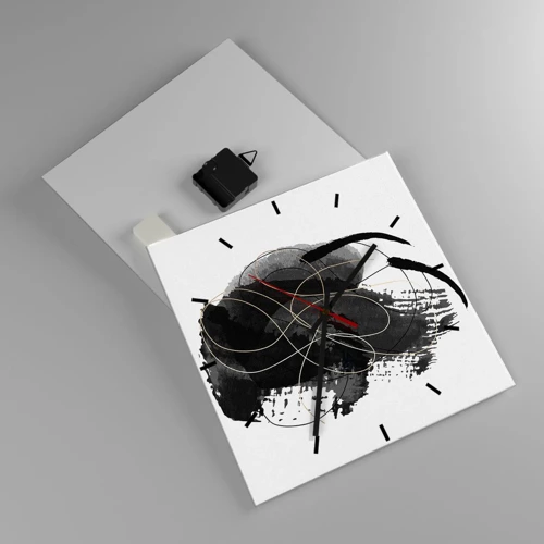 Nástěnné hodiny - Upletené z černé - 30x30 cm