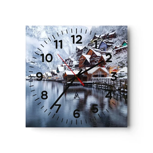 Nástěnné hodiny - V zimní dekoraci - 30x30 cm